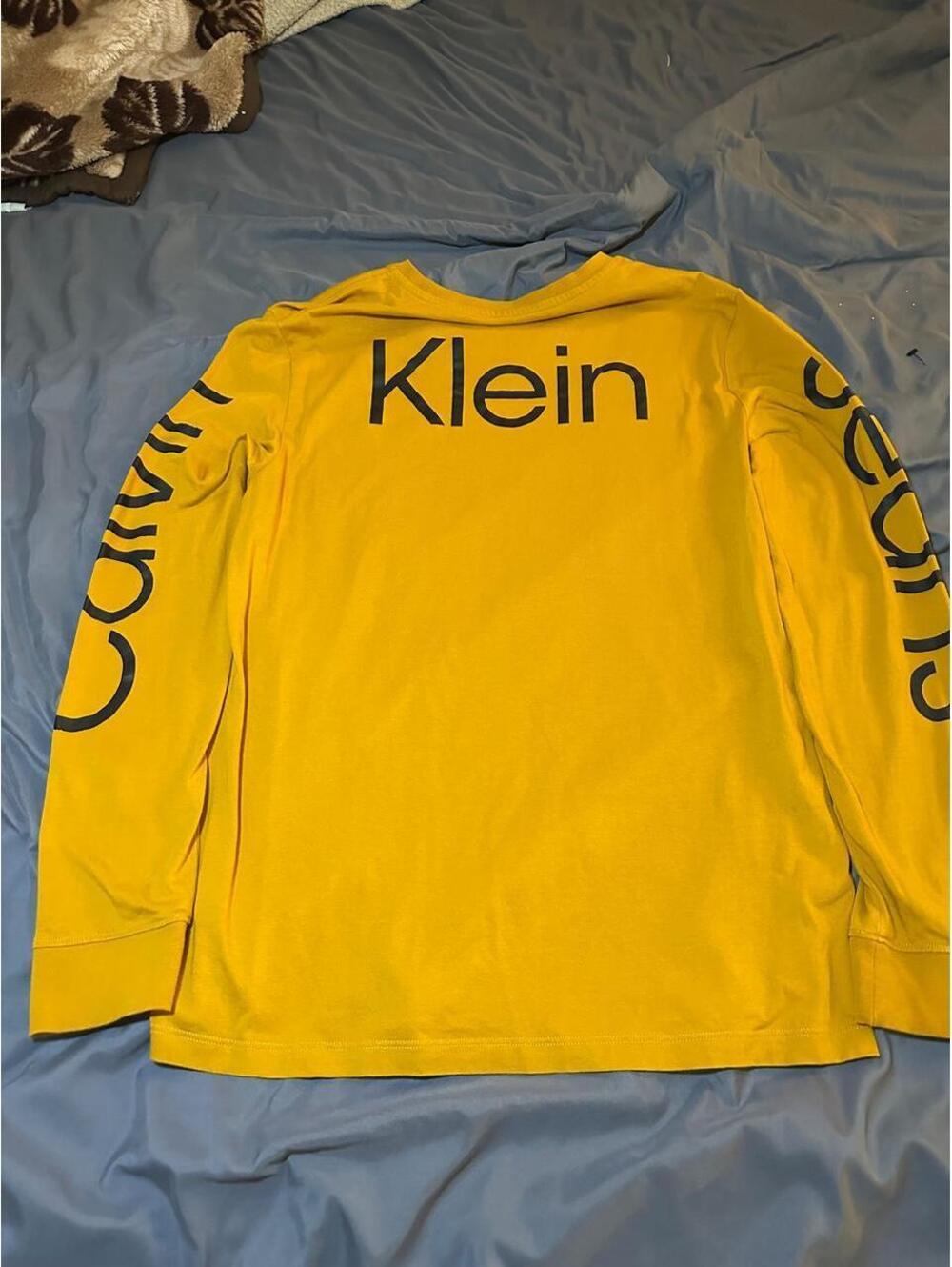 Calvin Klein Yellow Long Sleeve Shirt Y2K, tagged Size S